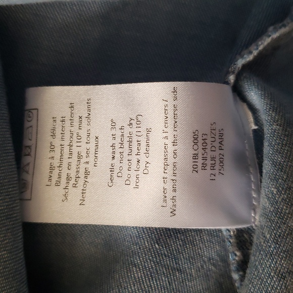 Sezane Blue Blouse with White Floral Embroidery - Picture 7 of 10